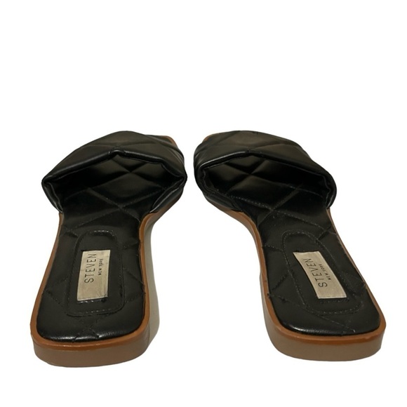 Steven New York by Steve Madden Black Holyn Quilted Flat Slide Sandals Size 7 - Picture 6 of 11